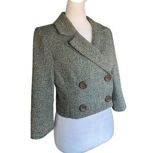 Zinc Cropped Wool Blend Herringbone Blazer Size Small